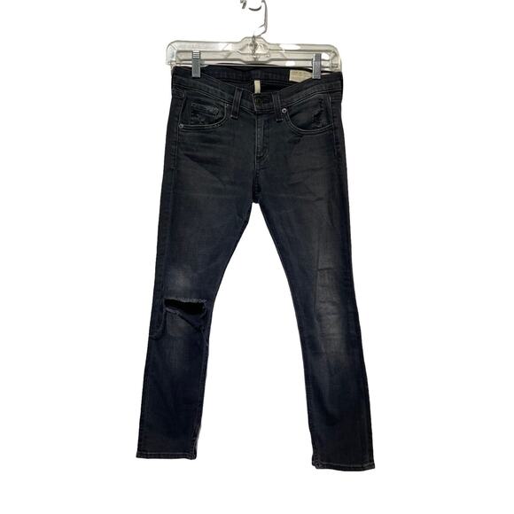 rag & bone size 25 W1558K520STE Steele destroyed black capri jeans - Picture 1 of 5